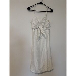 Millibon USA White & Black Striped Dress Keyhole Back A- line Womens Size L
